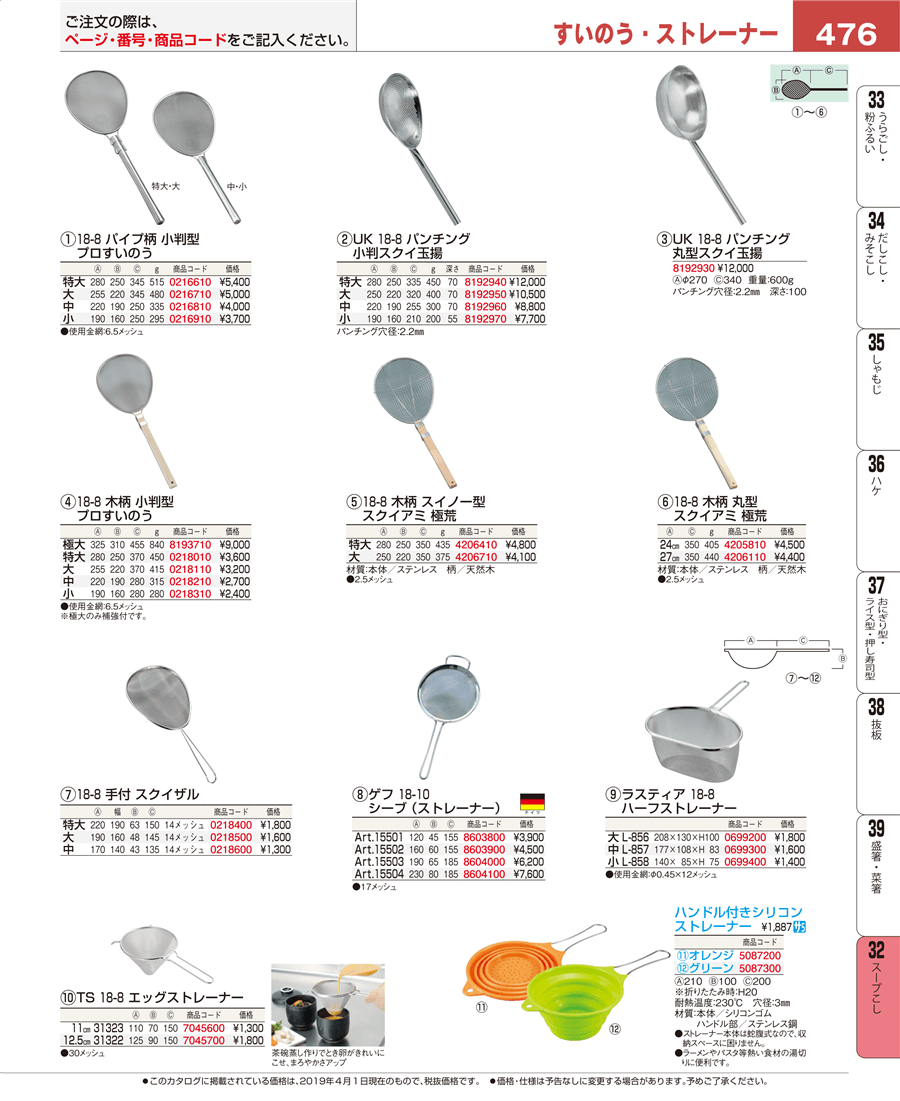 UK 18-8 パンチング 小判スクイ玉揚 小 業務用 8192970 - 調理器具