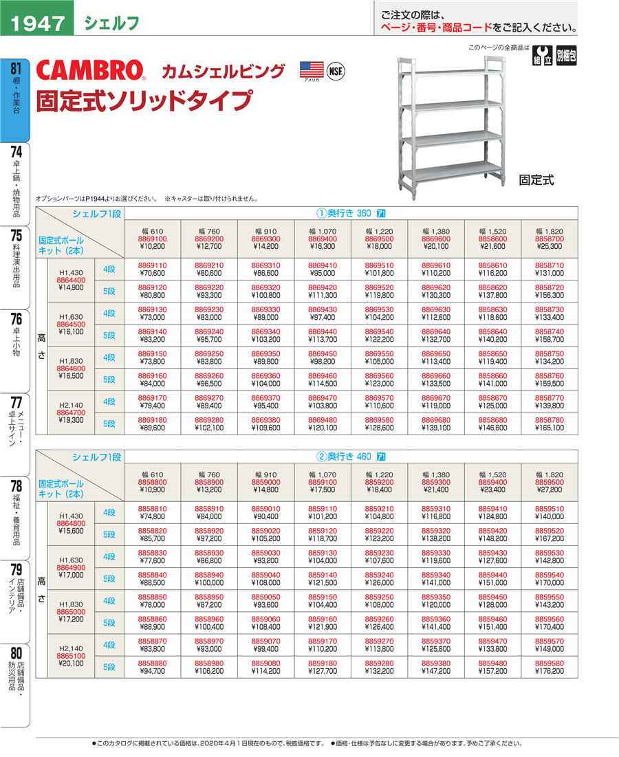 Trust(トラスト) ＴＲ ４６０型固定式シェルビング５段 ９１０×Ｈ２１４０-