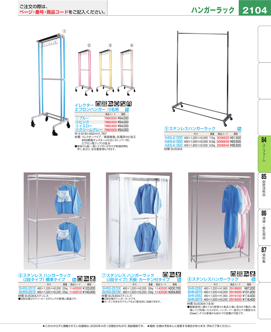 ラッピング無料 厨房卸問屋名調抗菌イレクター エプロンハンガー10名用 ピンク