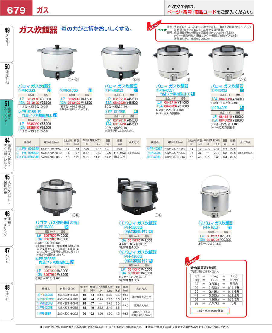 No.e20-5535940パロマ ガス炊飯器(内釜ﾌｯ素樹脂加工)ＰＲ－６ＤＳＳ(Ｆ 