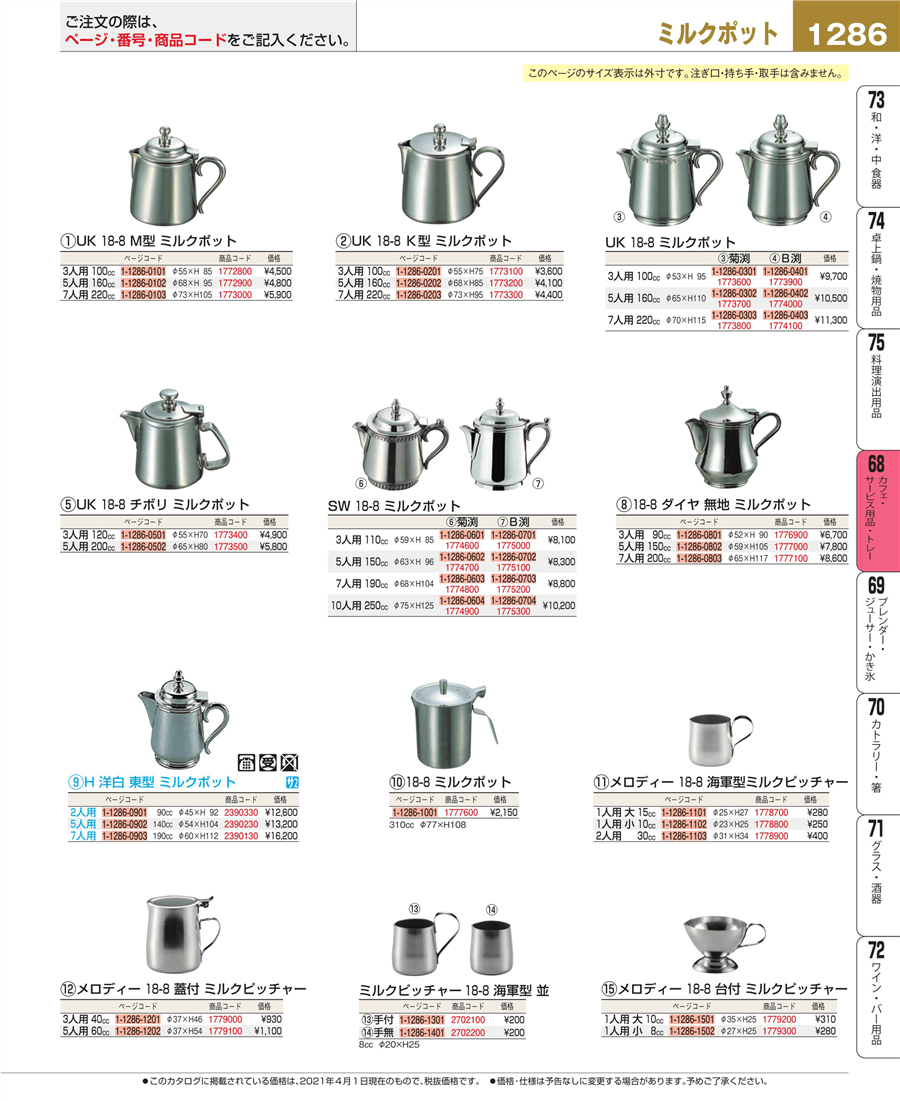 HOT定番 ＳＷ１８−８角型ミルクポット（蓋付） １０人用：フタバキッチン