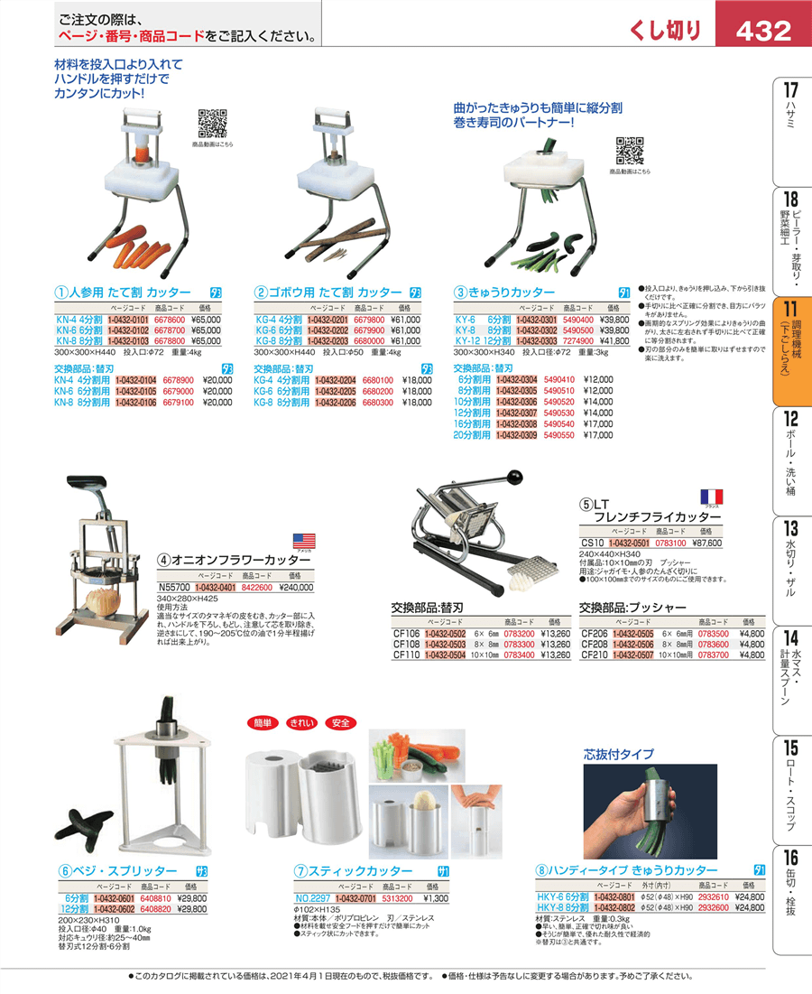 たて割カッター ごぼう用 ＫＧ−６ ６分割 通販