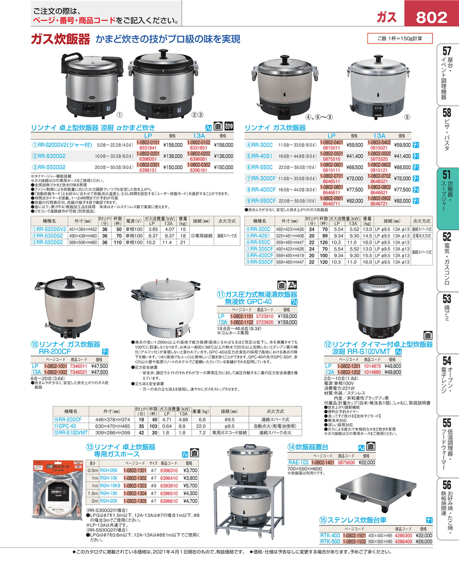 当店だけの限定モデル 水回り厨房の五輪リンナイ ガス炊飯器 RR-550C 13A