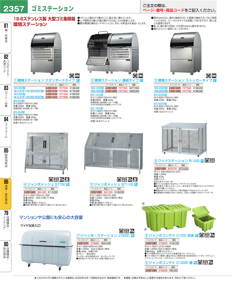 最終値下げ ダストボックス ＷＳ−６００ ６００×７５０×Ｈ１，０００ プロ用 新品 送料別途見積