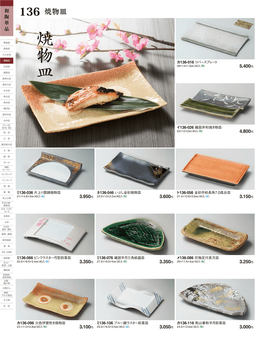 No.ト136-056金彩市松長角7.0高台皿掲載ページ-業務用食器