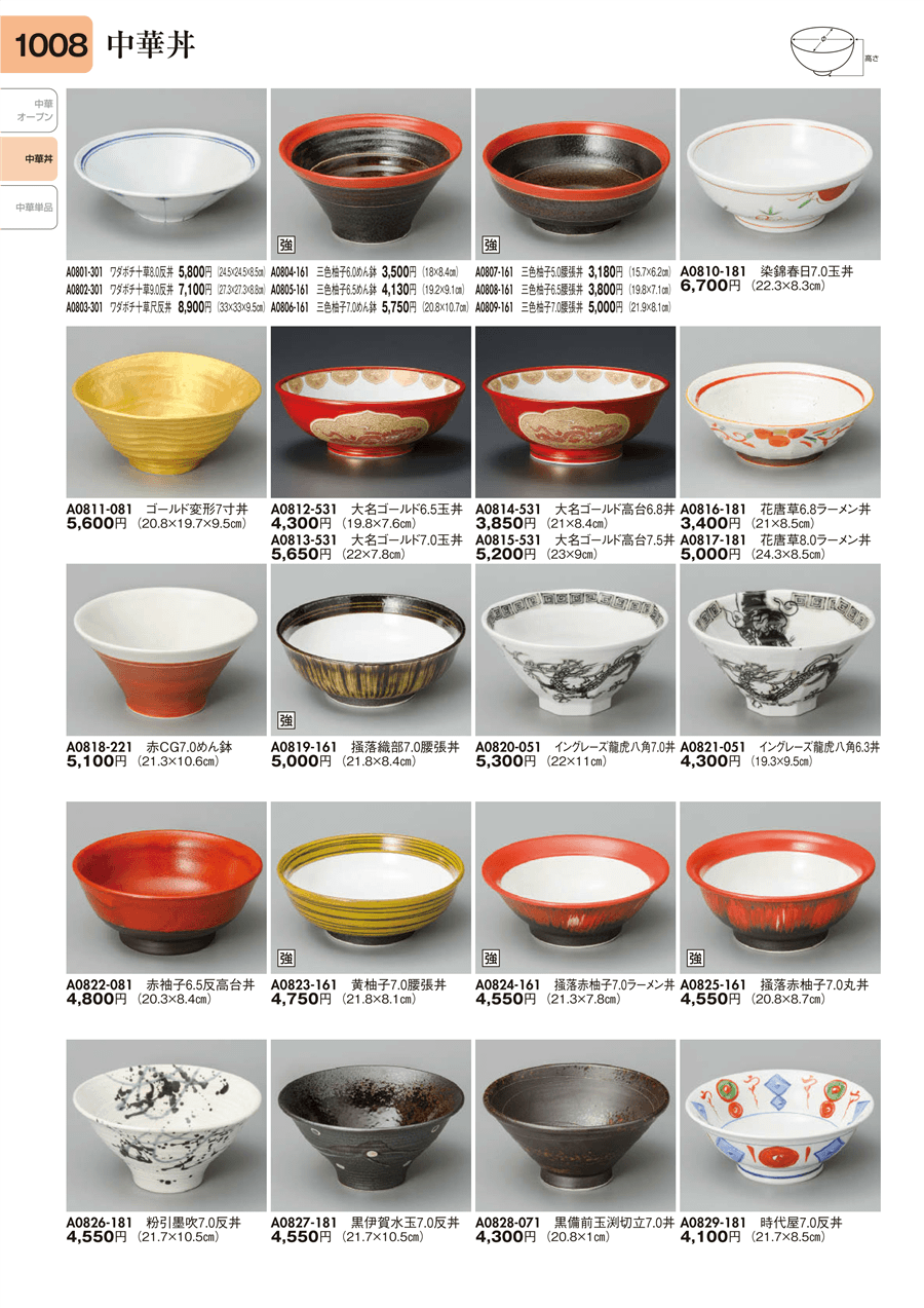 感謝の声続々！ No.A0821-051ｲﾝｸﾞﾚｰｽﾞ龍虎八角6.3丼掲載ページ-業務用食器 食器